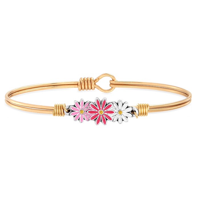 Daises Bangle Bracelet In Pink Ombre